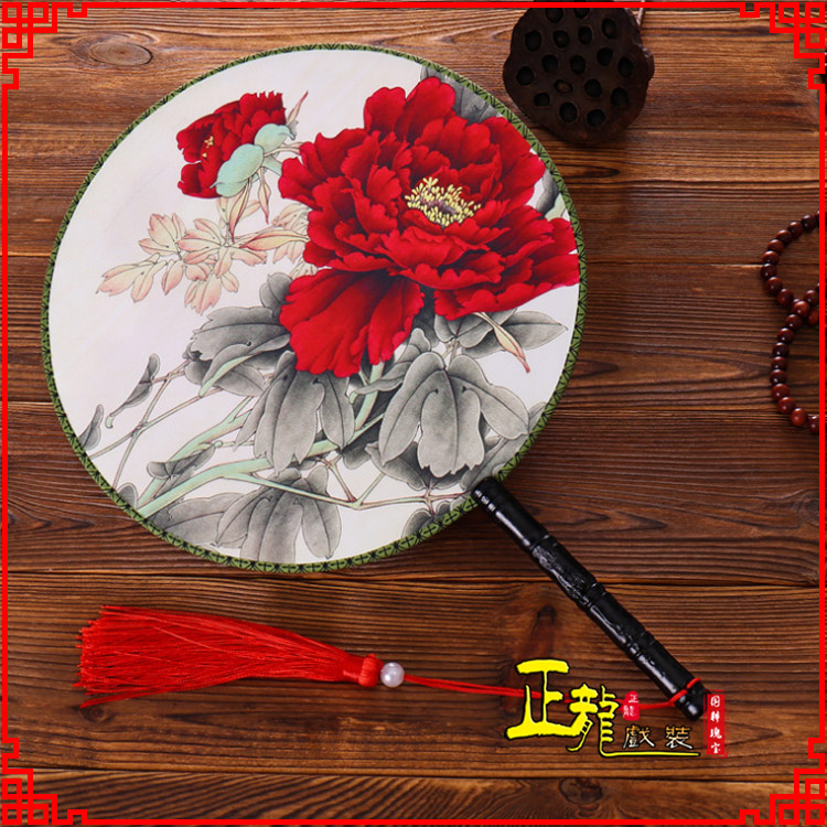 威信古典中国风团扇空白扇跳舞蹈扇 真丝宫扇