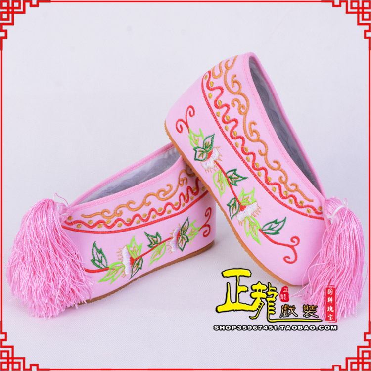 威信花旦鞋女绣花彩鞋 舒适款草花内高彩鞋