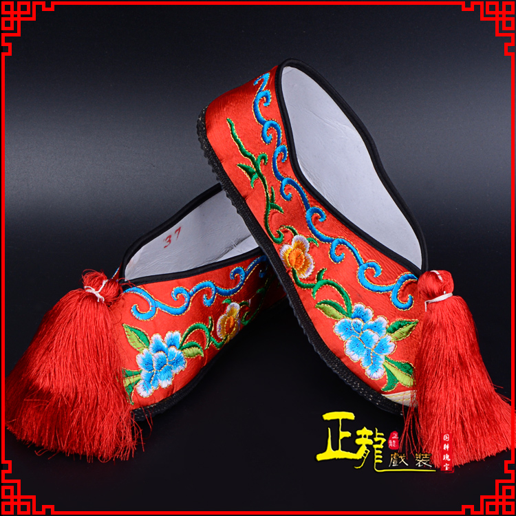 威信京剧越剧戏曲彩鞋花旦绣花 普平底彩鞋